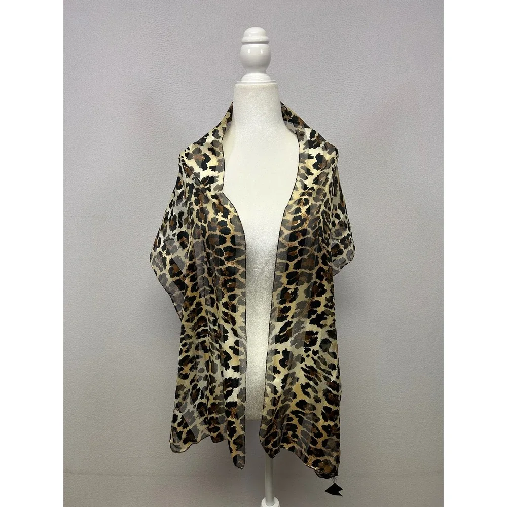 Mob Wife Glam Lane Bryant Accents Womens OS Brown Leopard Print Sheer Scarf